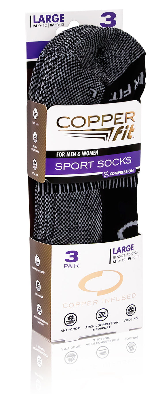 Copper-Fit-Ankle-Socks-Black